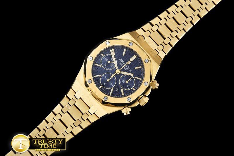 오데마피게 Royal Oak Chronograph Ref. 26320 YG/YG Blue A7750 -AP0358C