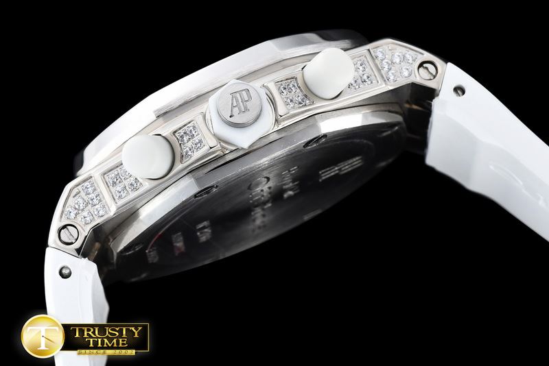 오데마피게 Royal Oak Ladies Chrono SS/RU Wht Num Diam Bez VK64 -AP0368C
