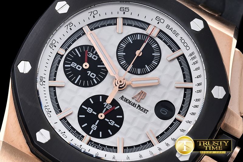 오데마피게 AP Royal Oak Chrono RG/RU White JHF A3126 Secs@9 -AP0375A