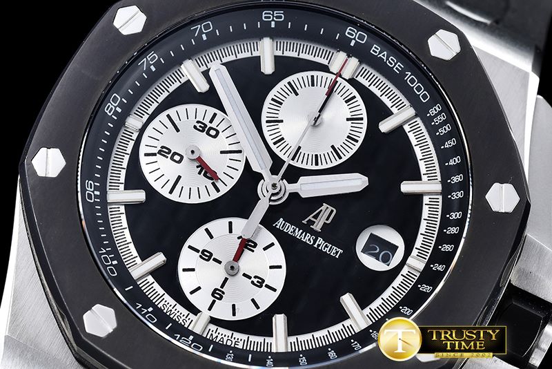 오데마피게 AP Royal Oak Chrono SS/RU Black JHF A3126 Secs@9 -AP0375B