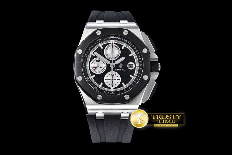 오데마피게 AP Royal Oak Chrono SS/RU Black JHF A3126 Secs@9 -AP0375B