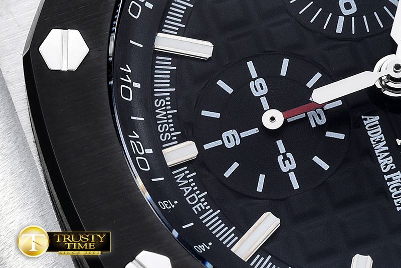 오데마피게 AP Royal Oak Chrono SS/RU Black JHF A3126 Secs@9 -AP0375D
