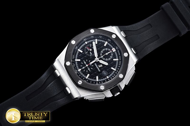 오데마피게 AP Royal Oak Chrono SS/RU Black JHF A3126 Secs@9 -AP0375D