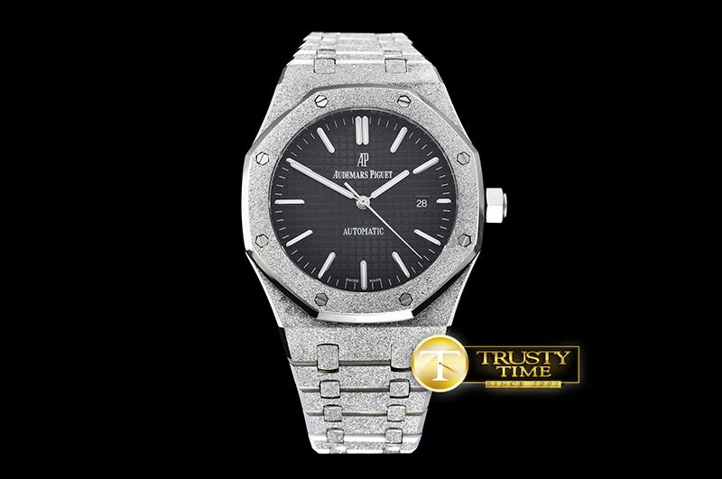 오데마피게 Royal Oak Jumbo 15400 Frosted SS/SS Black Asia 21J Mod -AP0499C