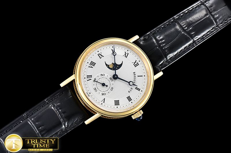 브레게 Classique MoonPhase Ref.3300 YG/LE White MY9015 Mod -BRE080A