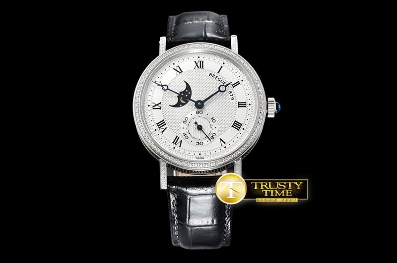 브레게 Classique MoonPhase Ref.3300 Diam SS/LE Wht MY9015 Mod -BRE083A