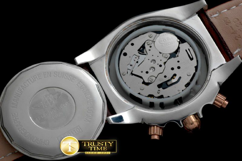 브라이틀링 Chronomat B01 SS/YG/LE White Stick Jap OS20 Qtz -BSW0266C