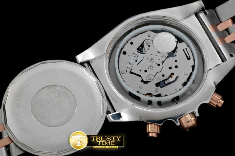 브라이틀링 Chronomat B01 SS/YG TT Black Stick Jap OS20 Qtz -BSW0272F