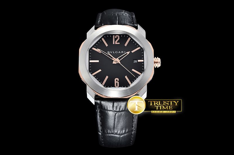 불가리 Octo Solotempo Automatic RG/SS/LE Black Asia 23J Mod -BVG0069C