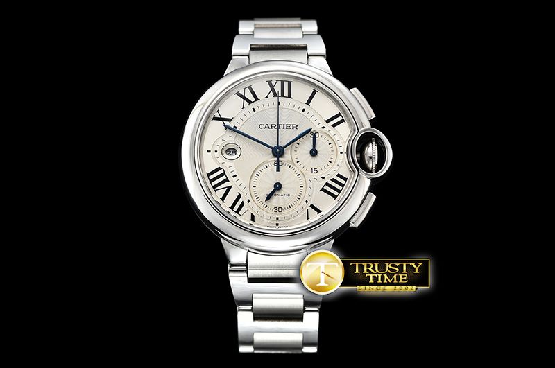 까르띠에 Balon Bleu Chronograph 47mm SS/SS White ZF Asia 7750 -CAR0412C