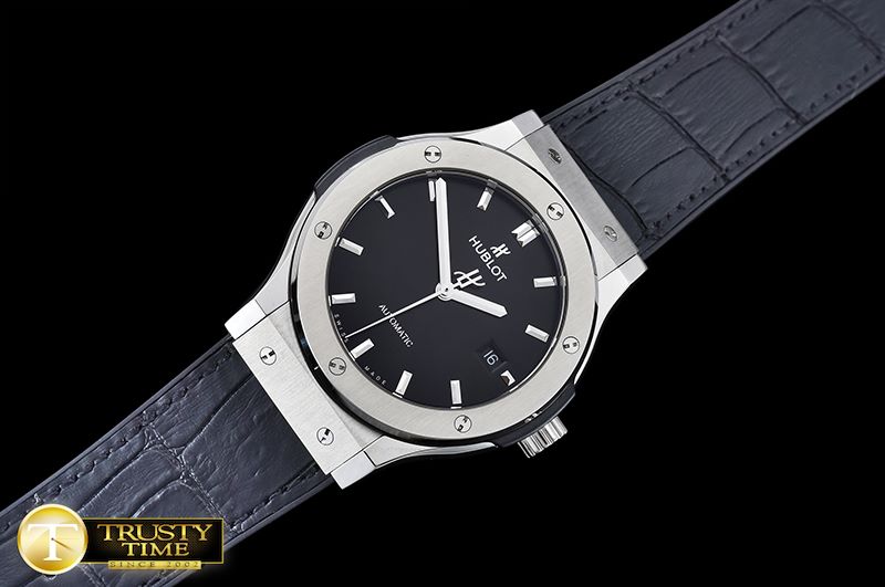 위블로 Classic Fusion Bang 42mm SS/TI/LE/RU Black A2892 Mod -HUB0357C