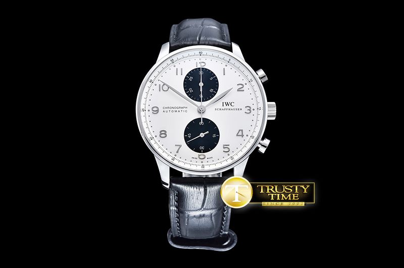 IWC Portuguese Chrono SS/LE Wht/Black ZF A79350 Mod -IWC0346