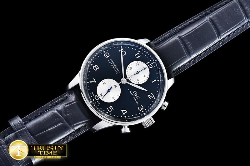 IWC Portuguese Chrono SS/LE Blk/Wht ZF A79350 Mod -IWC0347