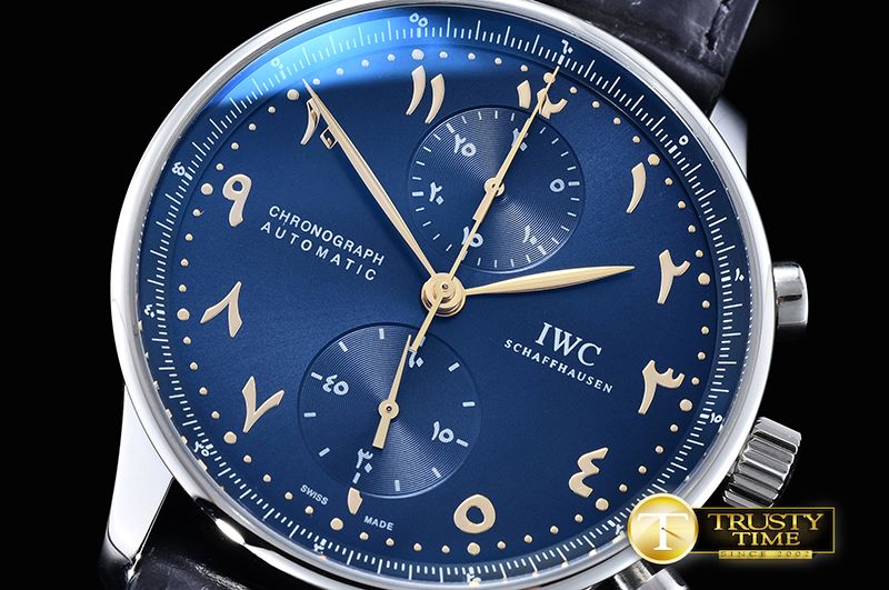 IWC Port. Chrono SS/LE Blue/Arabic Gold Num YLF A7750 Mod -IWC0353B