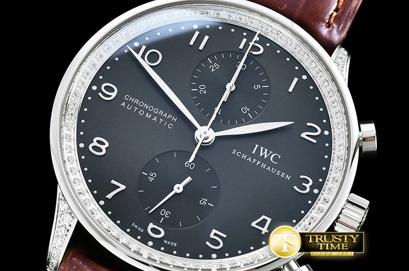 IWC Portuguese Chrono Diam SS/LE Grey/Black ZF A79350 Mod -IWC0370B