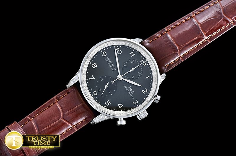 IWC Portuguese Chrono Diam SS/LE Grey/Black ZF A79350 Mod -IWC0370B