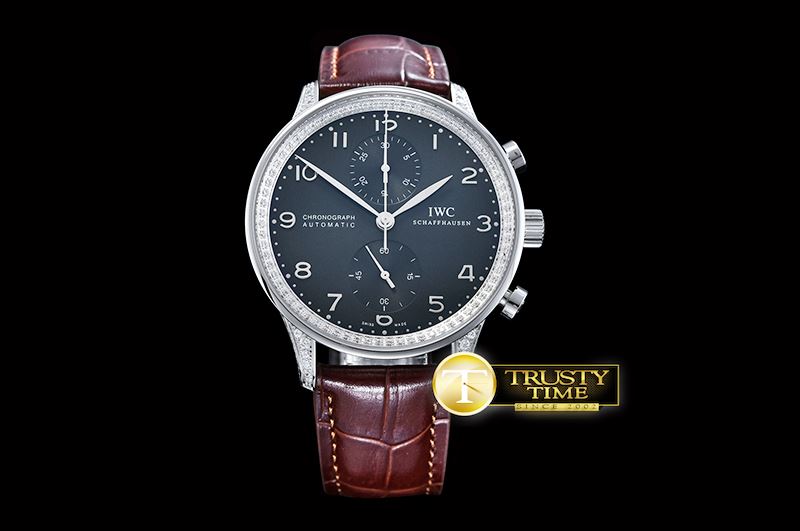 IWC Portuguese Chrono Diam SS/LE Grey/Black ZF A79350 Mod -IWC0370B