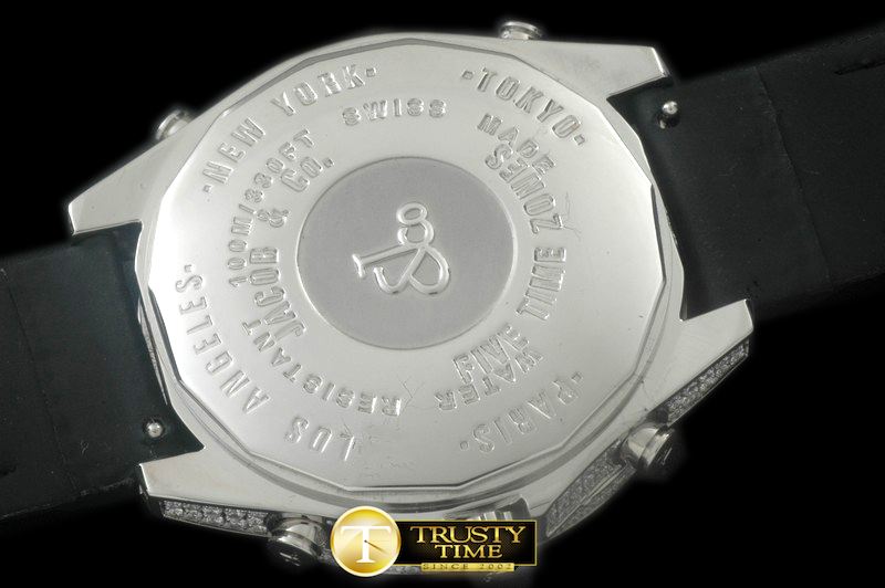 아콥 5Time Zone Skull SS/RU Diam Swiss Orig Quartz -JAC009B