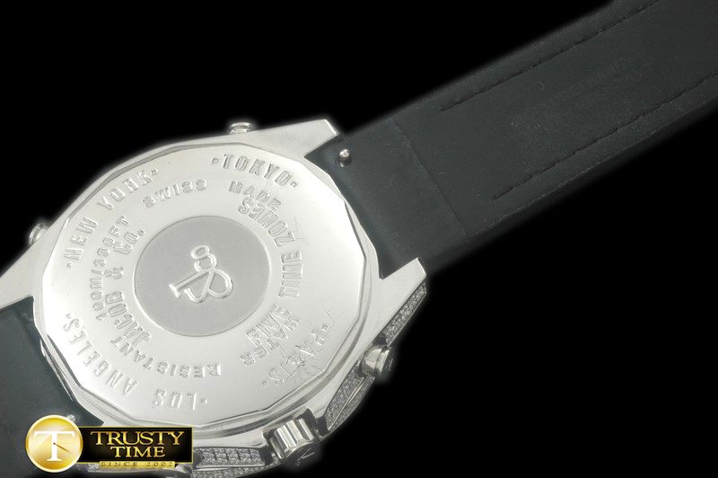 아콥 5Time Zone Skull SS/RU Diam Swiss Orig Quartz -JAC009B