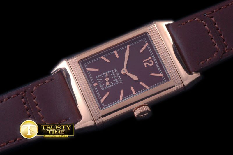 예거 르쿨트르 Reverso Classique RG/LE Brown Num/Stk Jap Qtz -JL078D