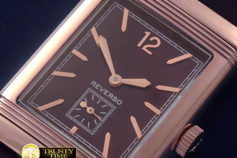 예거 르쿨트르 Reverso Classique RG/LE Brown Num/Stk Jap Qtz -JL078D