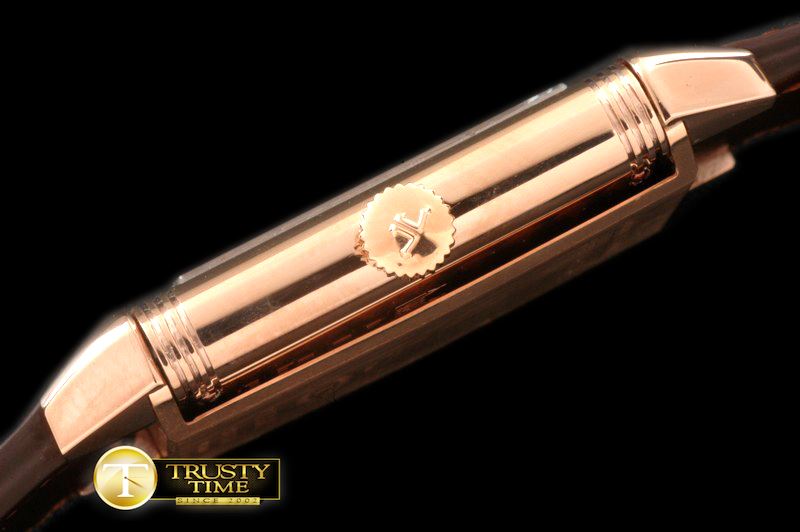 예거 르쿨트르 Reverso Classique RG/LE Brown Num/Stk Jap Qtz -JL078D
