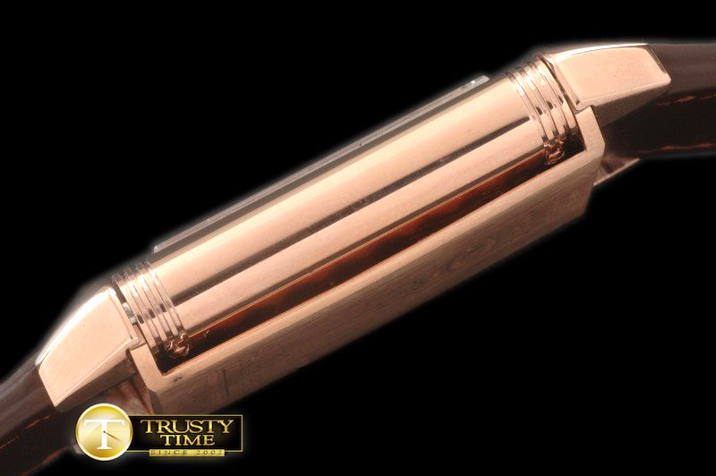 예거 르쿨트르 Reverso Classique RG/LE Brown Num/Stk Jap Qtz -JL078D