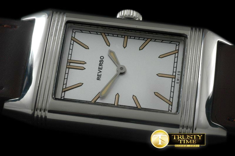 예거 르쿨트르 Reverso Classique SS/LE White Stk Jap Qtz -JL079A