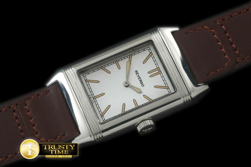 예거 르쿨트르 Reverso Classique SS/LE White Stk Jap Qtz -JL079A