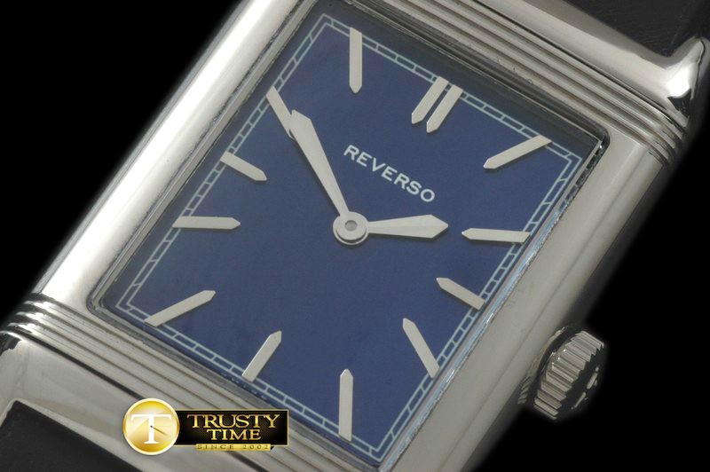 예거 르쿨트르 Reverso Classique SS/LE Blue Stk Jap Qtz -JL079H