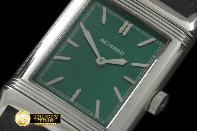 예거 르쿨트르 Reverso Classique SS/LE Green Stk Jap Qtz -JL079I