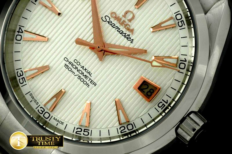 오메가 Aqua Terra Auto SS/SS White/RG Swiss 2836 -OMG0277B