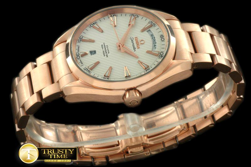 오메가 Aqua Terra Day/Date RG/RG White Swiss 2836 -OMG0303A