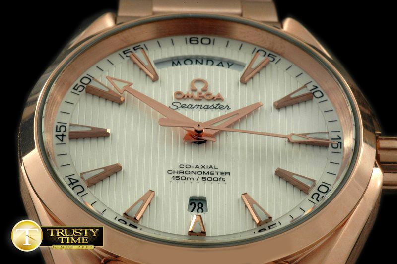 오메가 Aqua Terra Day/Date RG/RG White Swiss 2836 -OMG0303A