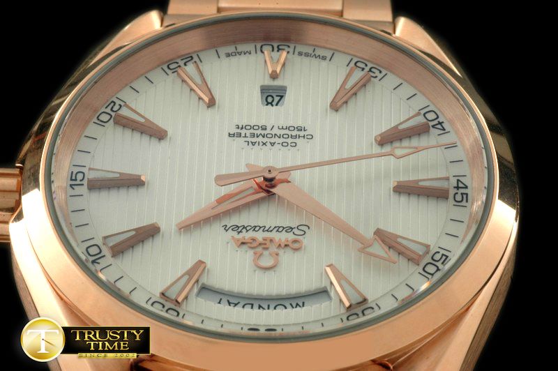 오메가 Aqua Terra Day/Date RG/RG White Swiss 2836 -OMG0303A