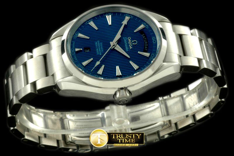 오메가 Aqua Terra Day/Date SS/SS Blue Swiss 2836 -OMG0304B
