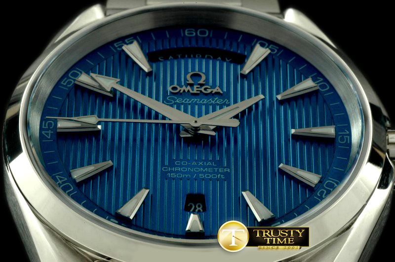 오메가 Aqua Terra Day/Date SS/SS Blue Swiss 2836 -OMG0304B