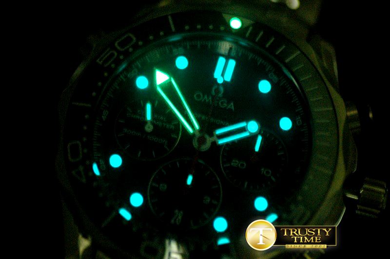 오메가 Seamaster Pro 300M Chrono SS/SS Black A7750 -OMG0364A