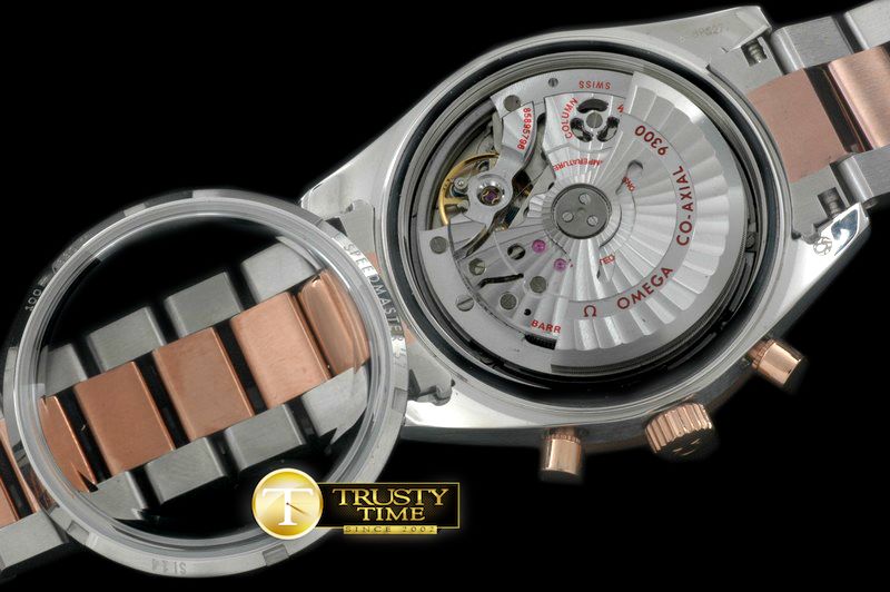 오메가 Speedmaster Moon Watch SS/RG Black Stick A7750 -OMG0372B