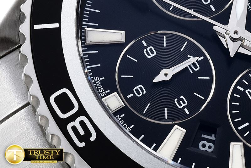 오메가 Planet Ocean Chrono SS/SS Black JHF A7750 -OMG0457B