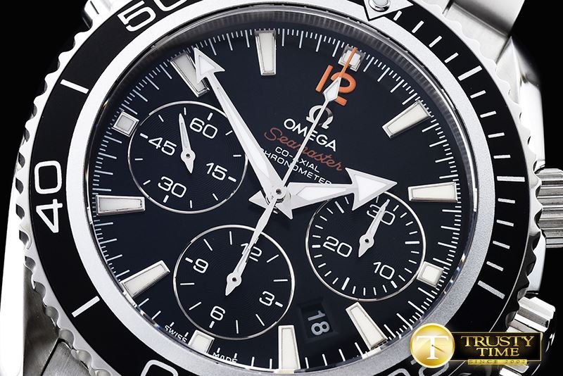 오메가 Planet Ocean Chrono SS/SS Black JHF A7750 -OMG0457B