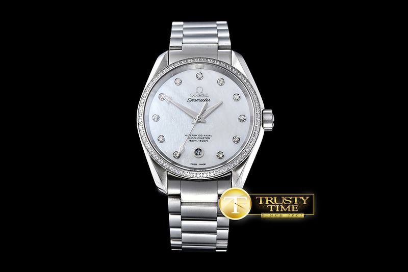 오메가 Aqua Terra 38mm SS/SS Wht MOP Diam Bez JHF A2836 Mod8 -OMG0462D