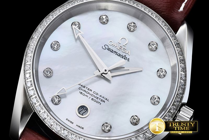 오메가 Aqua Terra 38mm SS/LE Wht MOP Diam Bez JHF A2836 Mod8 -OMG0462F