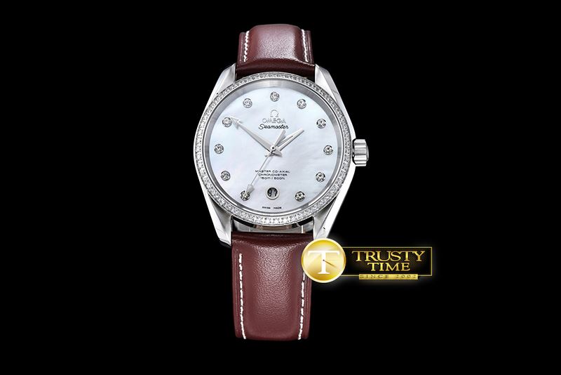 오메가 Aqua Terra 38mm SS/LE Wht MOP Diam Bez JHF A2836 Mod8 -OMG0462F