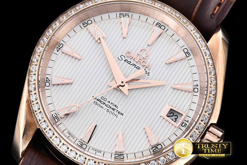 오메가 Aqua Terra 38mm RG/LE White Diam A2836 Mod8500 JHF -OMG0464H