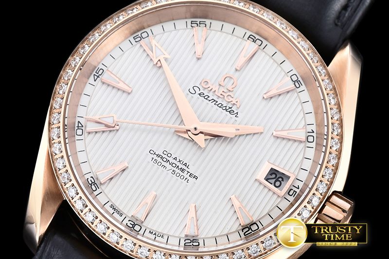 오메가 Aqua Terra 38mm RG/LE2 White Diam A2836 Mod8500 JHF -OMG0464M