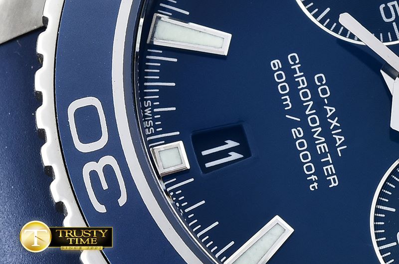 오메가 Planet Ocean 45mm Chrono TI/RU BP Blue A7750 Mod9300 -OMG0475A