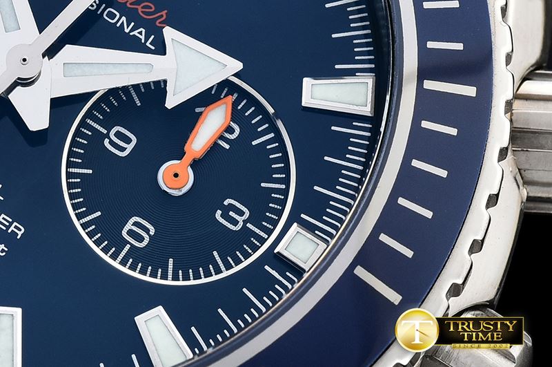 오메가 Planet Ocean 45mm Chrono TI/RU BP Blue A7750 Mod9300 -OMG0475A