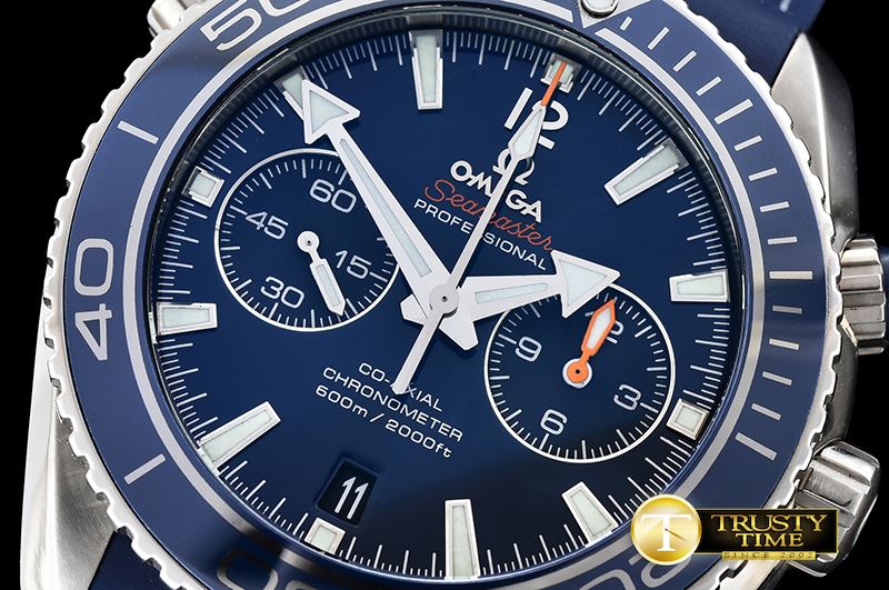 오메가 Planet Ocean 45mm Chrono TI/RU BP Blue A7750 Mod9300 -OMG0475A