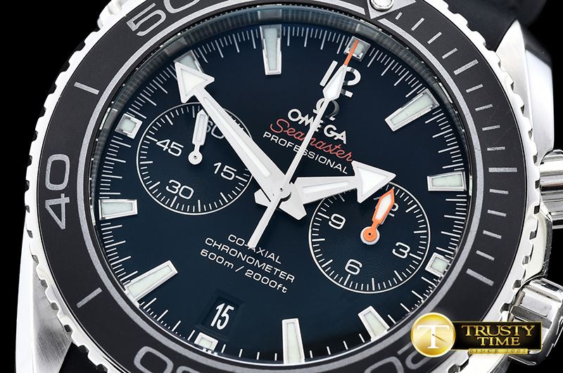 오메가 Planet Ocean 45mm Chrono SS/RU Black BP A7750 Mod9300 -OMG0475B